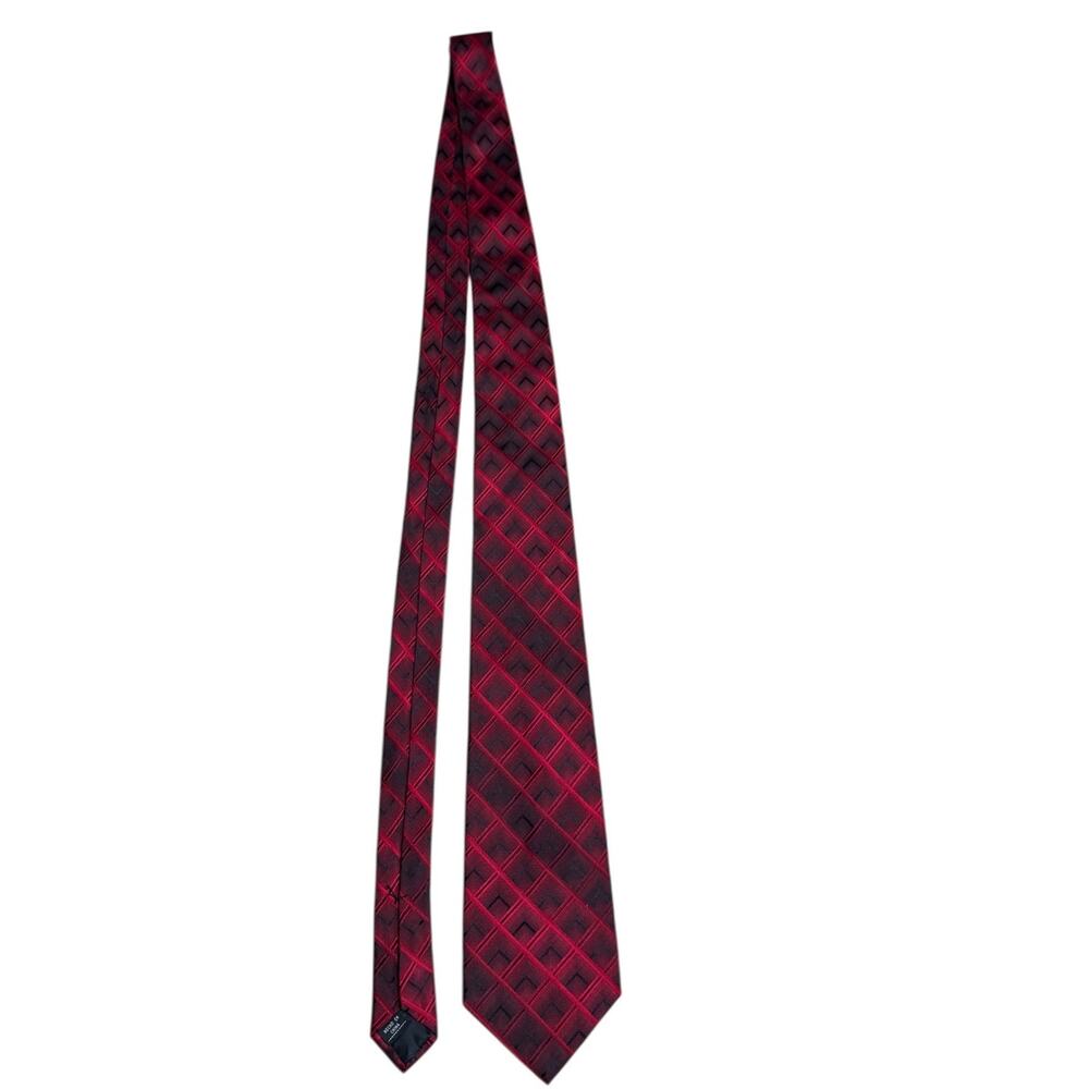 Arrow USA 1851 Silk Tie Plaid Grid Geometric Classic Windowpane Mens Necktie